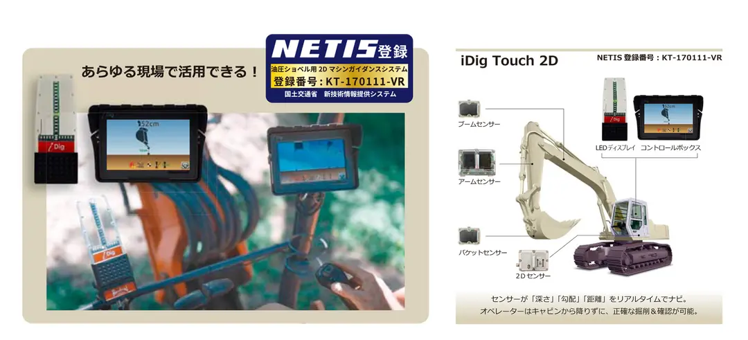ワイヤレス・載せ替えできる2Dマシンガイダンス「iDig Touch 2D」